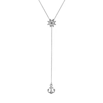 Колье с якорем и штурвалом, серебро 925