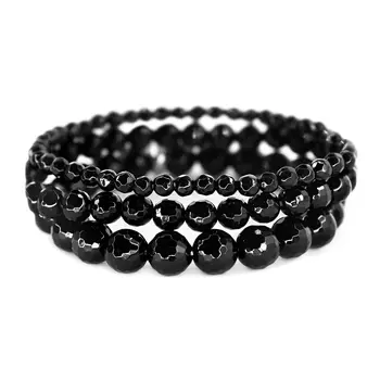 Комплект браслетов из агата "Монохром"