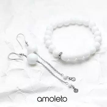 Комплект из белого агата "Pure white"