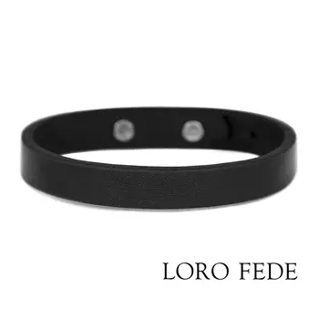 Кожаный браслет LORO FEDE серебряные кнопки с черепами