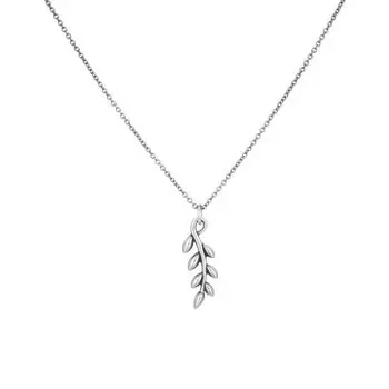 Кулон Лавровая веточка полнотелая выпуклая, серебро 925