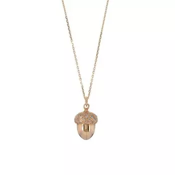 Кулон Желудь, золото 585 с бриллиантами