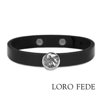 Сет - медальон LORO FEDE Александр Македонский, серебро 925 и браслет из натуральной кожи
