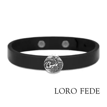 Сет - медальон LORO FEDE Колесница, серебро 925 и браслет из натуральной кожи
