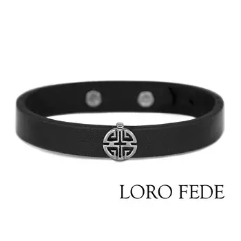 Сет - медальон LORO FEDE Универсум, серебро 925 и браслет из натуральной кожи