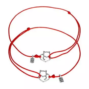 Парные браслеты Кошки, серебро 925