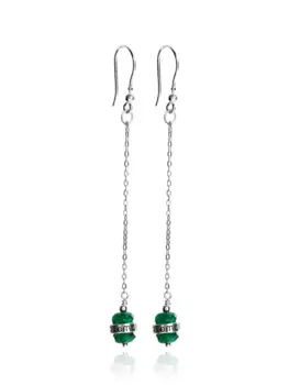 Серьги-цепи из хризопраза