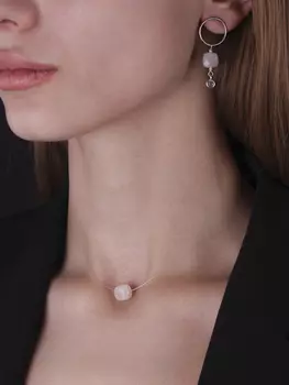 Серьги Круг с розовым кварцем