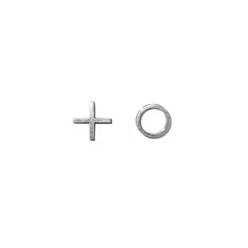 Серьги пусеты Крестики - нолики, серебро 925