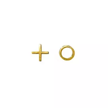 Серьги пусеты Крестики - нолики, золото 750
