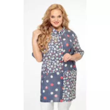 Блузка Anastasia-592 В цвете: Синий; Размеры: 56,60,62,64,66,50,54