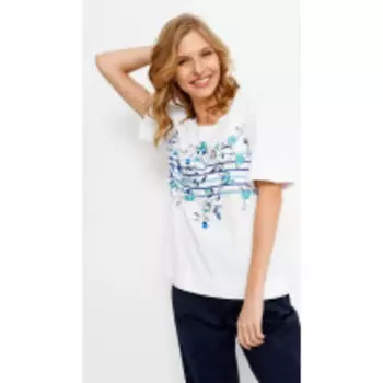 Блузка ArtRibbon-3500T В цвете: Белый; Размеры: 50,52,46,48,54,44