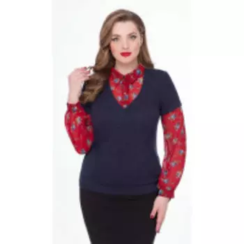 Блузка Дали-5061/1 В цвете: Синий, Разноцветный; Размеры: 56,50,52,54