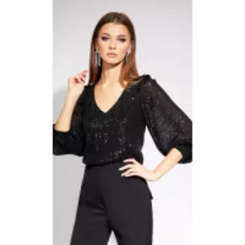 Блузка EOLA-1974 В цвете: Черный; Размеры: 50,48