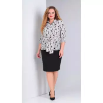Блузка КаринаДелюкс-В-298 В цвете: Белый, Черный, Разноцветный; Размеры: 50,52,54