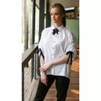 Блузка MAX- 1-010 В цвете: Белый; Размеры: 56,58,50,52,46,48,54,44,42