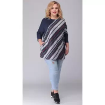 Блузка Novella Sharm-3619 В цвете: Синий; Размеры: 58,60,62,64,66,68,70,72,74