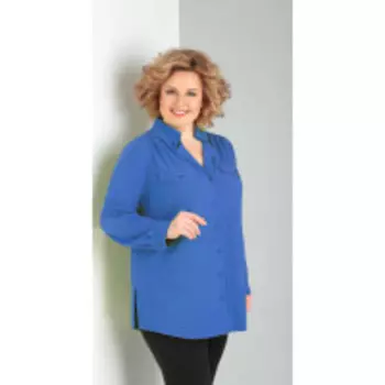 Блузка Орхидея люкс-1010/1 В цвете: Синий; Размеры: 58,60,62,64