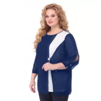 Блузка Орхидея люкс-1047/1 В цвете: Синий; Размеры: 58,60,62