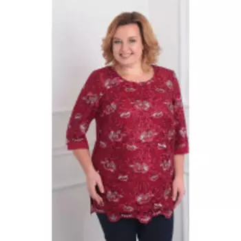 Блузка Орхидея люкс-869 В цвете: Красный; Размеры: 60,62,64,66