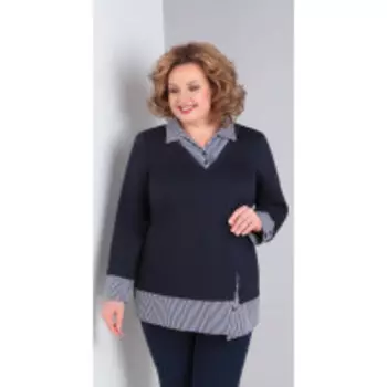 Блузка Орхидея люкс-982 В цвете: Синий; Размеры: 56,58,60,62,64,66,68,70