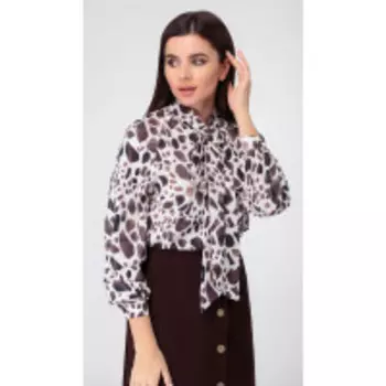 Блузка Swallow-330 В цвете: Коричневый, Разноцветный; Размеры: 46,48,44