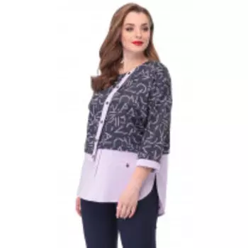 Джемпер КаринаДелюкс-В-324Д В цвете: Фиолетовый, Разноцветный; Размеры: 56,52,54