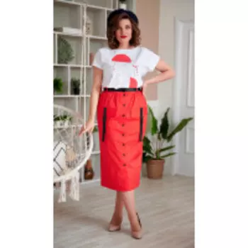 Юбка Swallow-2022/2 В цвете: Красный; Размеры: 50,52,46,48