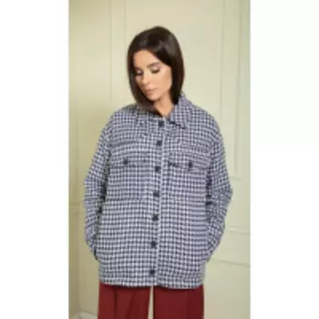 Пальто Sandyna-13910/2 В цвете: Синий, Белый, Разноцветный; Размеры: 50,52,46,48,54,44