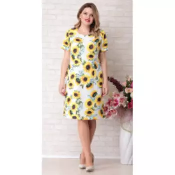 Платье Aira Style-685 В цвете: Белый, Разноцветный; Размеры: 56,52,54