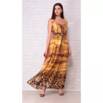 Платье Aira Style-830 В цвете: Желтый, Коричневый; Размеры: 50,52,48