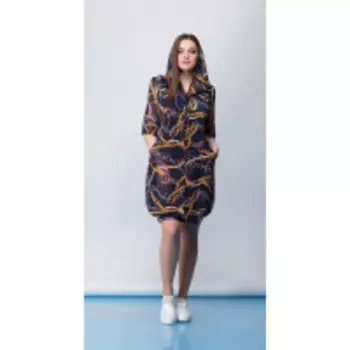 Платье Anna Majewska-536 В цвете: Синий, Разноцветный; Размеры: 56,58,60,50,52,54