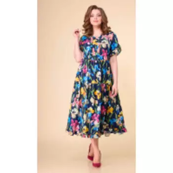 Платье Асолия-2478-9 В цвете: Синий, Разноцветный; Размеры: 56,58,50,52,54