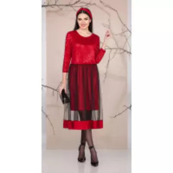 Платье Ивелта плюс-1669 В цвете: Красный; Размеры: 50,46,48