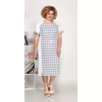 Платье Ивелта плюс-1703/1 В цвете: Белый, Серый; Размеры: 56