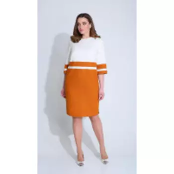 Платье Ивелта плюс-1747 В цвете: Белый, Оранжевый; Размеры: 52,54