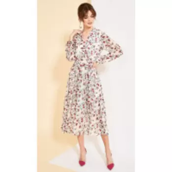 Платье Kaloris-1722/1 В цвете: Бежевый; Размеры: 50,52,46,48,44,42