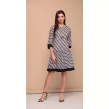 Платье КаринаДелюкс-В-271 В цвете: Черный, Серый; Размеры: 46,48,44