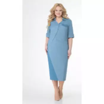 Платье КаринаДелюкс-В-415 В цвете: Голубой; Размеры: 56,58,60