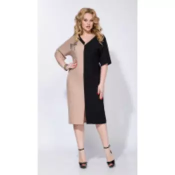 Платье Лилиана-953 В цвете: Черный, Бежевый; Размеры: 56,50,52,54