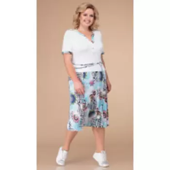 Платье Линия-Л-Б-1226/2 В цвете: Белый, Голубой, Разноцветный; Размеры: 56,58,54