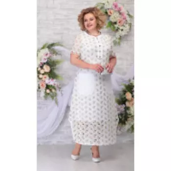 Платье Ninele-5777/3 В цвете: Белый, Желтый; Размеры: 56,58,60,62,64,66,50,52,54