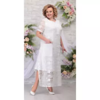Платье Ninele-5777 В цвете: Белый; Размеры: 56,58,60,62,64,66,50,52,54