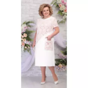 Платье Ninele-5810 В цвете: Белый; Размеры: 56,58,60,62,64,54