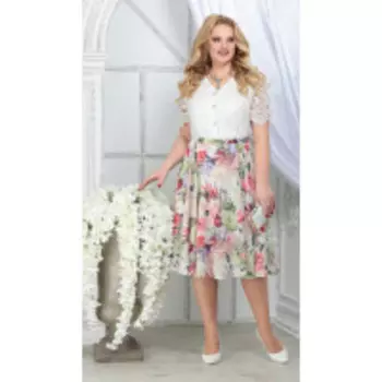 Платье Ninele-5833/1 В цвете: Белый, Разноцветный; Размеры: 56,58,60,52,54