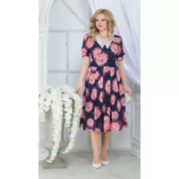 Платье Ninele-7318/1 В цвете: Синий, Разноцветный; Размеры: 56,58,60,52,54