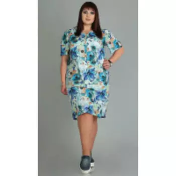 Платье Novella Sharm-3654 В цвете: Голубой, Разноцветный; Размеры: 60,62,64,66,68,70