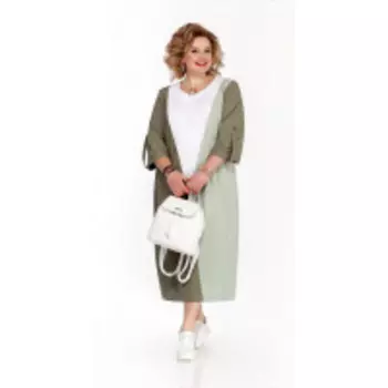 Платье Pretty-1073/2 В цвете: Белый, Зеленый; Размеры: 56,58,60,62,64,66,68,50,52,54,70,72