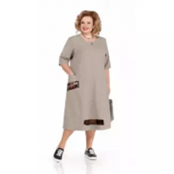 Платье Pretty-1113/1 В цвете: Бежевый, Серый; Размеры: 56,58,60,62,64,66,68,50,52,54,70,72