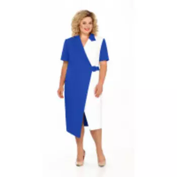 Платье Pretty-907/1 В цвете: Синий, Белый; Размеры: 56,58,60,62,64,66,68,70,72